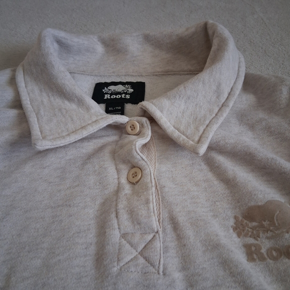 Roots Women's Unisex Size XL Oatmeal Organic Original Button Polo Sweater - Picture 5 of 11